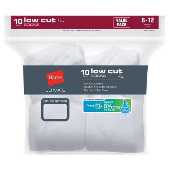 Hanes Men's Ultimate Cushion Low Cut Socks 10pk (6-12) - White - Picture 1 of 4